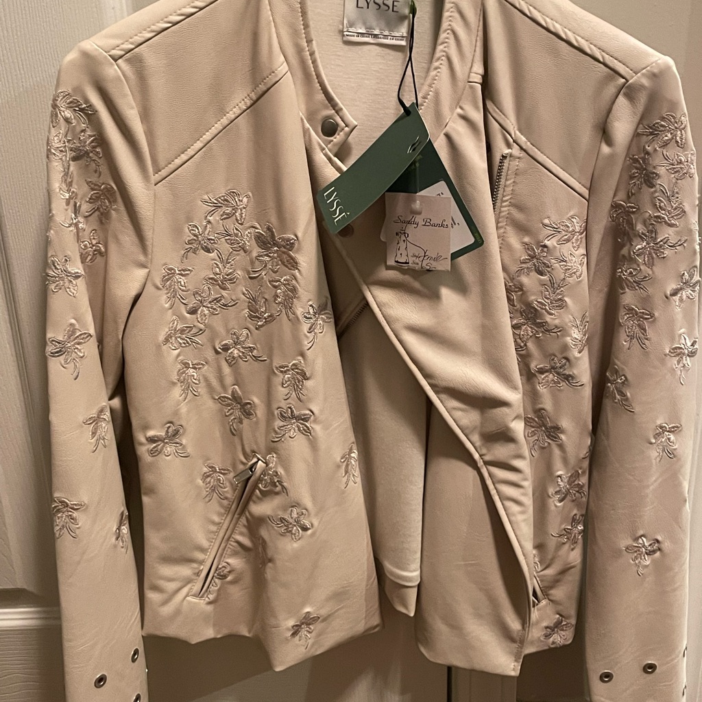 Lysee Small Floral Custom Bone Colored Jacket. New Condition Size Small 85.00